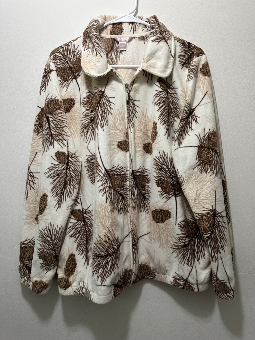 White Stag Plush full zip jacket in Cream and Brown